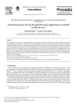 Achieving Energy Saving Through Proxying Applications on Behalf Of