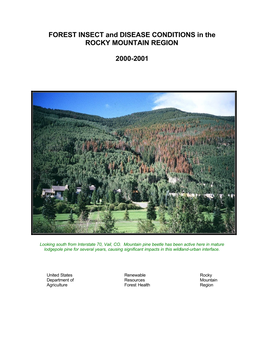 FOREST INSECT and DISEASE CONDITIONS in the ROCKY MOUNTAIN REGION 2000-2001