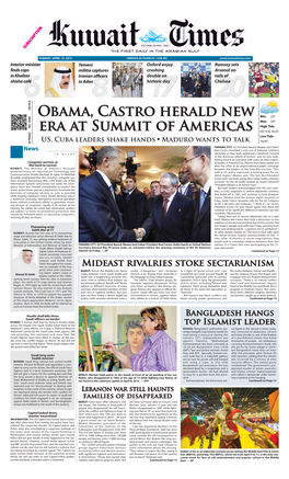 Obama, Castro Herald New Era at Summit of Americas