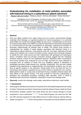 Understanding the Mobilization of Metal Pollution Associated With