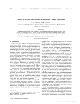 Doppler Weather Radar Velocity Measurements Using a Single Pulse