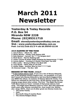 Newsletter March 2011