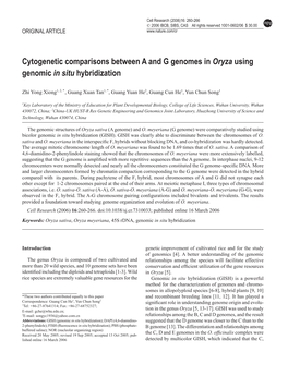 Cytogenetic Comparisons Between a and G Genomes in Oryza Using Genomic in Situ Hybridization
