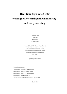 Real-Time High-Rate GNSS Techniques for Earthquake Monitoring and Early Warning