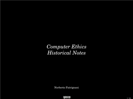 Computer Ethics Historical Notes