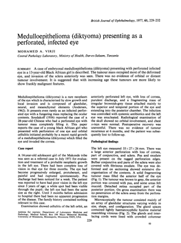 Medulloepithelioma (Diktyoma) Presenting As a Perforated, Infected Eye