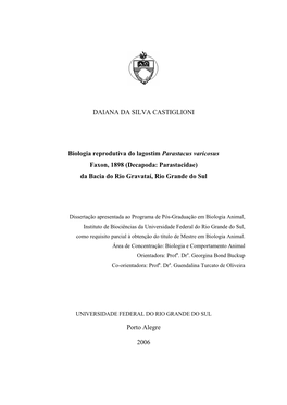 DAIANA DA SILVA CASTIGLIONI Biologia Reprodutiva Do Lagostim