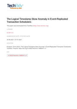 The Logical Timestamp Skew Anomaly in Event-Replicated Transaction Schedulers