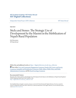 The Strategic Use of Development by the Maoists in the Mobilization of Nepal‘S Rural Population