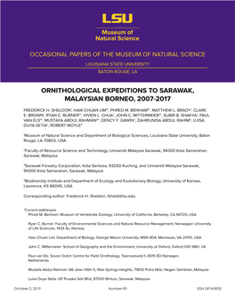 Ornithological Expeditions to Sarawak, Malaysian Borneo 2007-2017