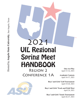 UIL Regional Spring Meet HANDBOOK Conference 1A 2021 Region 2