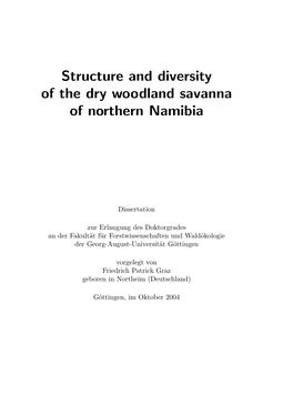 Structure and Diversity of the Dry Woodland Savanna of Northern Namibia