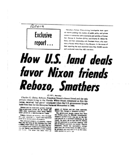 How U.S. Land Deals Favor Nixon Friends Rebozo, Smothers