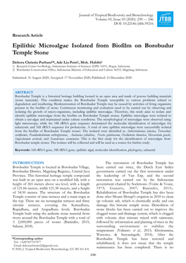 Epilithic Microalgae Isolated from Biofilm on Borobudur Temple Stone