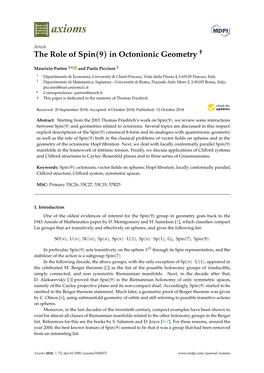 The Role of Spin (9) in Octonionic Geometry