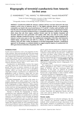 Biogeography of Terrestrial Cyanobacteria from Antarctic Ice-Free Areas