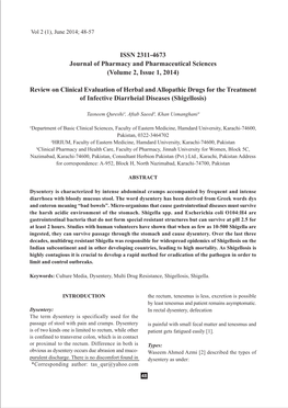 (Volume 2, Issue 1, 2014) Review on Clinical Evaluation of Herbal