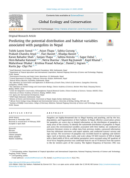 Predicting the Potential Distribution and Habitat Variables Associated with Pangolins in Nepal