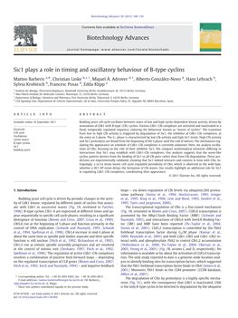 Sic1 Plays a Role in Timing and Oscillatory Behaviour of B-Type Cyclins