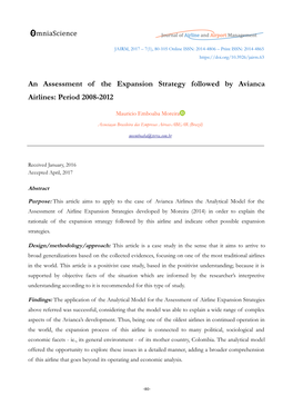 An Assessment of the Expansion Strategy Followed by Avianca Airlines: Period 2008-2012