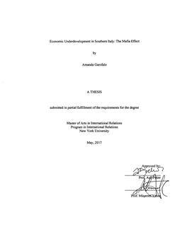 Economic Underdevelopment in Southern Italy: the Mafia Effect