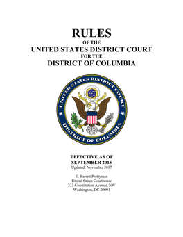 Rules of the United States District Court for the District of Columbia