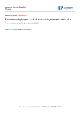 Plasmonics—High-Speed Photonics for Co-Integration with Electronics