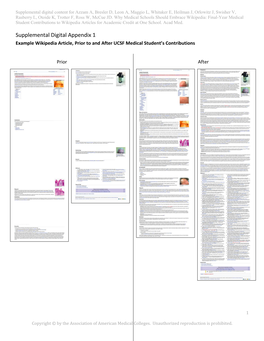 Supplemental Digital Appendix 1 Example Wikipedia Article, Prior to and After UCSF Medical Student’S Contributions