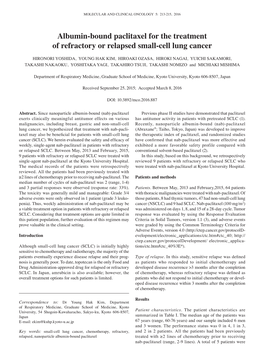 Albumin-Bound Paclitaxel for the Treatment of Refractory Or Relapsed Small-Cell Lung Cancer