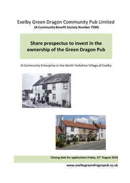 Share Prospectus to Invest in the Ownership of the Green Dragon Pub