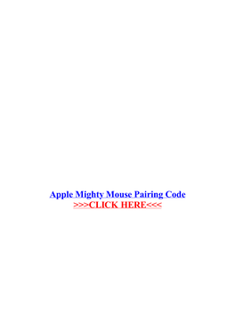 Apple Mighty Mouse Pairing Code