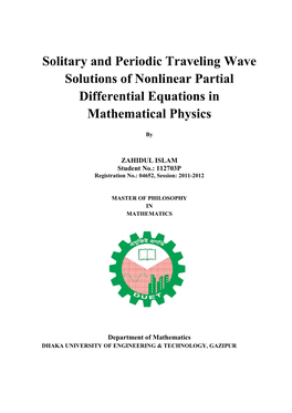 Solitary and Periodic Traveling Wave Solutions of Nonlinear Partial Differential Equations in Mathematical Physics