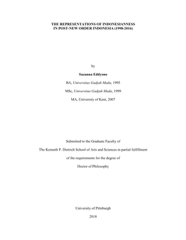 The Representations of Indonesianness in Post-New Order Indonesia (1998-2016)