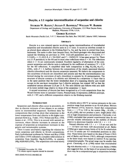 Dozyite, a 1:1 Regular Interstratification of Serpentine and Chlorite