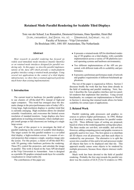 Retained Mode Parallel Rendering for Scalable Tiled Displays