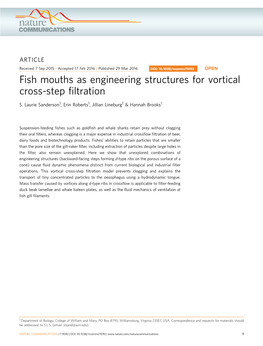 Fish Mouths As Engineering Structures for Vortical Cross-Step Filtration