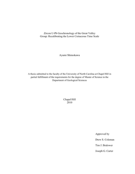 Zircon U-Pb Geochronology of the Great Valley Group: Recalibrating the Lower Cretaceous Time Scale