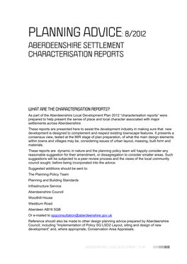 Planning Advice: 8/2012 Aberdeenshire Settlement Characterisation Reports