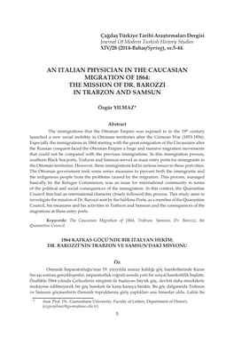 An Italian Physician in the Caucasian Migration of 1864: the Mission of Dr