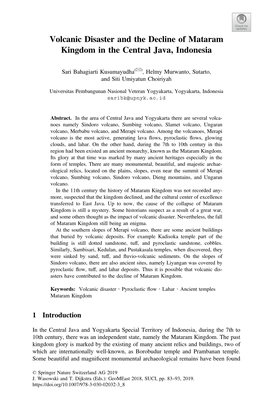 Volcanic Disaster and the Decline of Mataram Kingdom in the Central Java, Indonesia