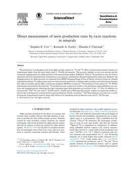 Direct Measurement of Neon Production Rates by (A,N) Reactions in Minerals