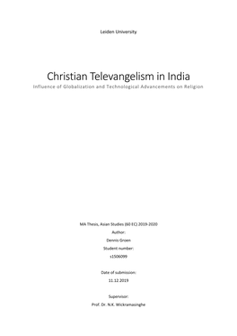 Christian Televangelism in India Influence of Globalization and Technological Advancements on Religion