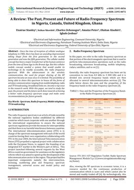 The Past, Present and Future of Radio Frequency Spectrum in Nigeria, Canada, United Kingdom, Ghana