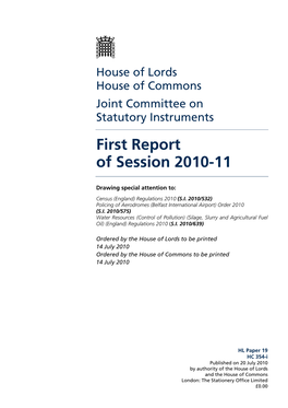 First Report of Session 2010-11