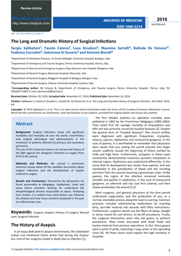 The Long and Dramatic History of Surgical Infections Abstract the History of Asepsis Imedpub Journals