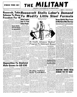 Roosevelt Stalls Labor's Demand to Modify Little Steel Formula