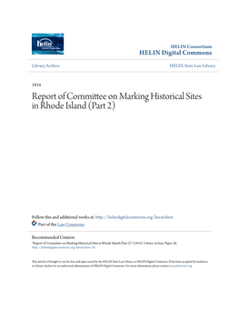 Report of Committee on Marking Historical Sites in Rhode Island (Part 2)