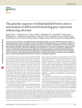 The Genome Sequence of Allopolyploid Brassica Juncea and Analysis of Differential Homoeolog Gene Expression Influencing Selection