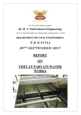 Report on Visit at Parvati Water Works