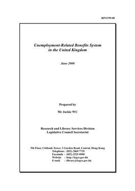 Unemployment-Related Benefits System in the United Kingdom